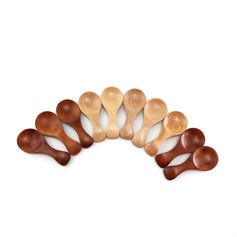 Mini Holz Würze Scoop Löffel Besteck Kaffee Tee Kleine Löffel Zucker Löffel Salz Küche würzen Scoop Baby Fütterung Holz Löffel: 10Stck von jeder Farbe