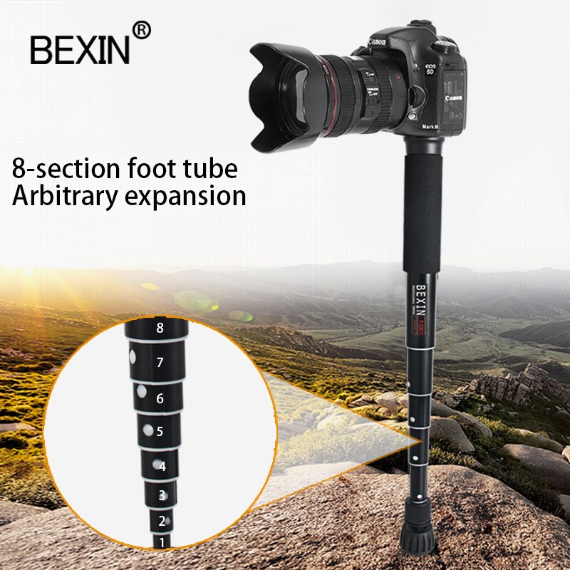 Bexin Aluminium 28Cm Verstelbare Statief Monopod Lichtgewicht Camera Telefoon Stand Unipod P308C P308D Met Afneembare Voet Pad