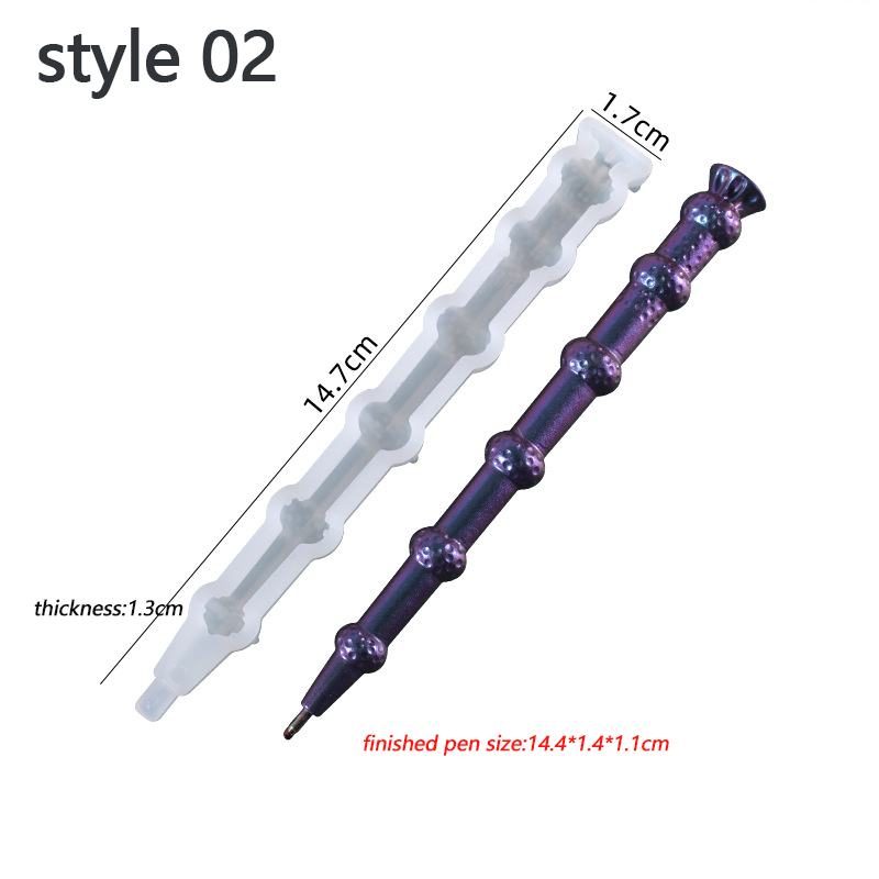 Moule en Silicone pour stylo à bille magique en résine cristal, moule en résine époxy fait à la main, fournitures d&#39;outils de moulage: 02
