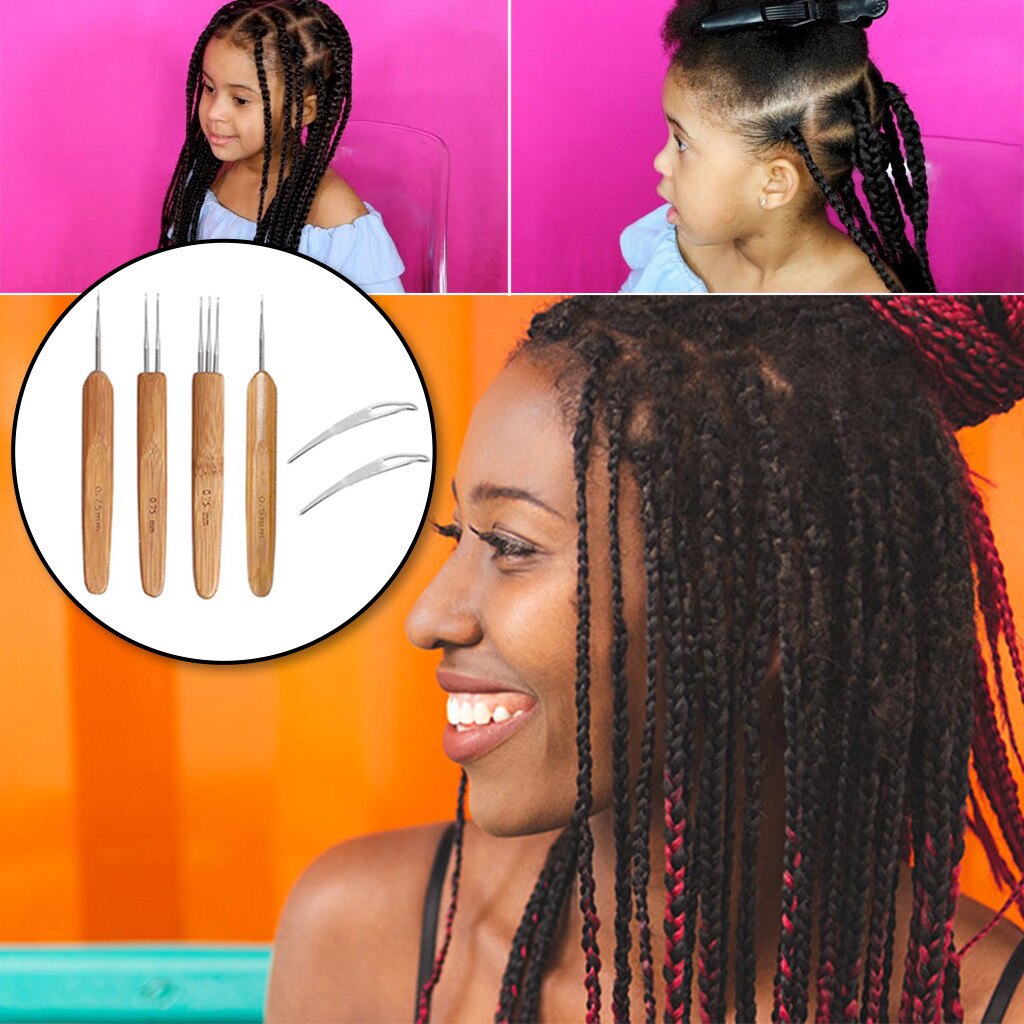 6Pcs Haak Haak Interlock Naald Voor Retignten Haar Trekken Vergrendeling Naald Weven Naalden 2 Stuks Dreadlocks Gereedschap C11