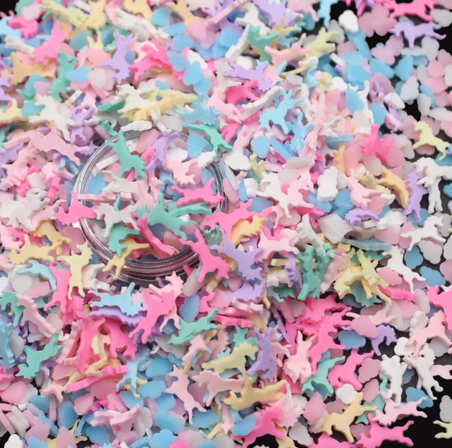Tranches de licorne en argile polymère, , 500g, joli filet de cheval pour décoration Mobile, accessoires artisanaux DIY: unicorn with cloud