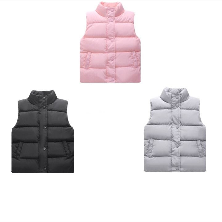 Baby drenge piger dunvest vinter tykkere varm vest høj krave småbørn afslappet toppe tøj solide børn outwear veste 3-8t