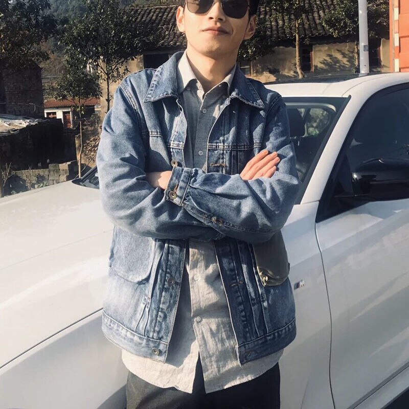 Hong Kong Style Denim Jacket Men's Loose and Versatile Cool Korean Jacket Men's Autumn Clothes