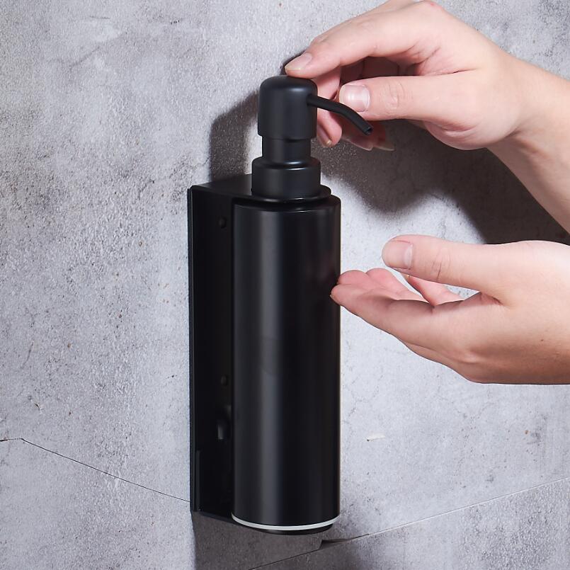 304 Stainless Steel Black Liquid Soap Dispenser Kitchen Sink Soap Container Bathroom Shampoo Box Wall Mounted Detergent Bottle