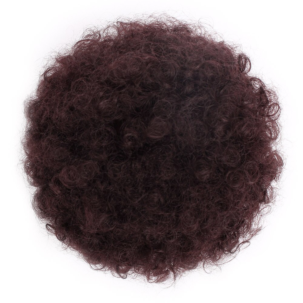 AISIBEAUTY Afro Short Kinky Curly Chignon Hair Extensions Synthetic Puff African American Afro Bun Wrap Drawstring Hairpiece: P015-99J