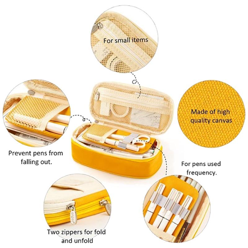 Briefpapier Canvas Etui Double Layer Grote Capaciteit Potlood Doos Leuke Pencilcase Voor Kids Jongens Pen Doos Schoolbenodigdheden