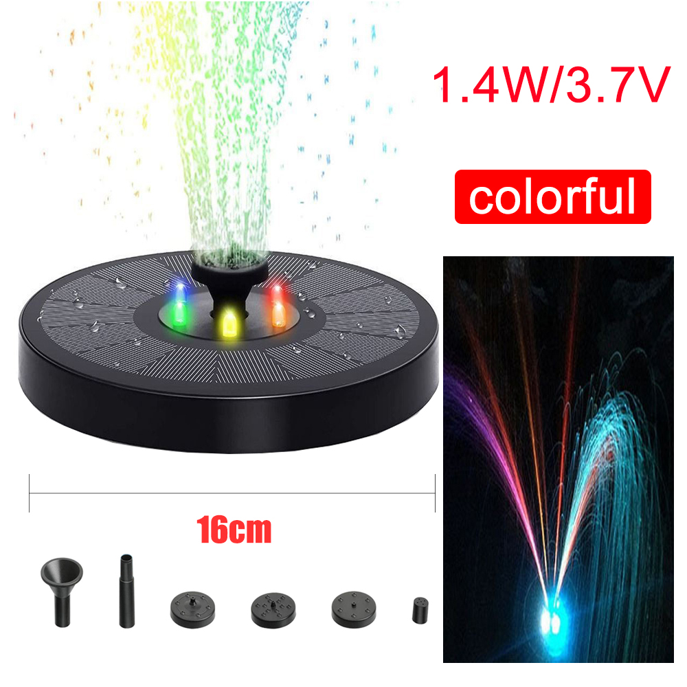 Solar Water Fountain Decoration Swimming Pool Waterfall Fountain Garden Outdoor Bird Bath Solar Powered Floating Solar Fountain: 16cm with light
