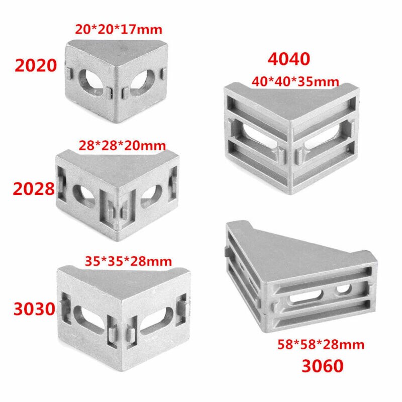 5/10 stk hjørnebeslag hjørne aluminium kontakt brakett feste 3030 4040 2028 3060 serie industriell aluminium profil