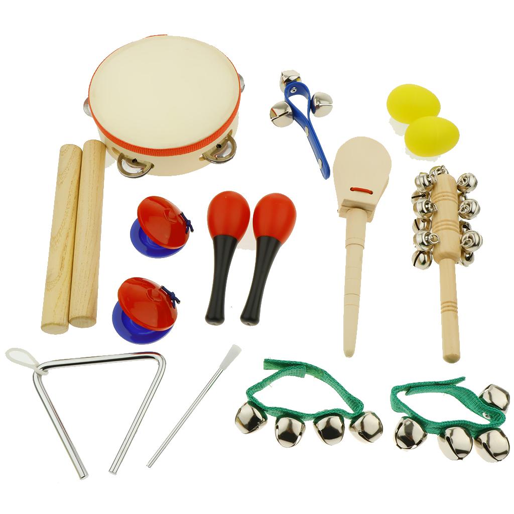 Set di strumenti musicali 10 tipi di giocattoli a percussione a tamburo