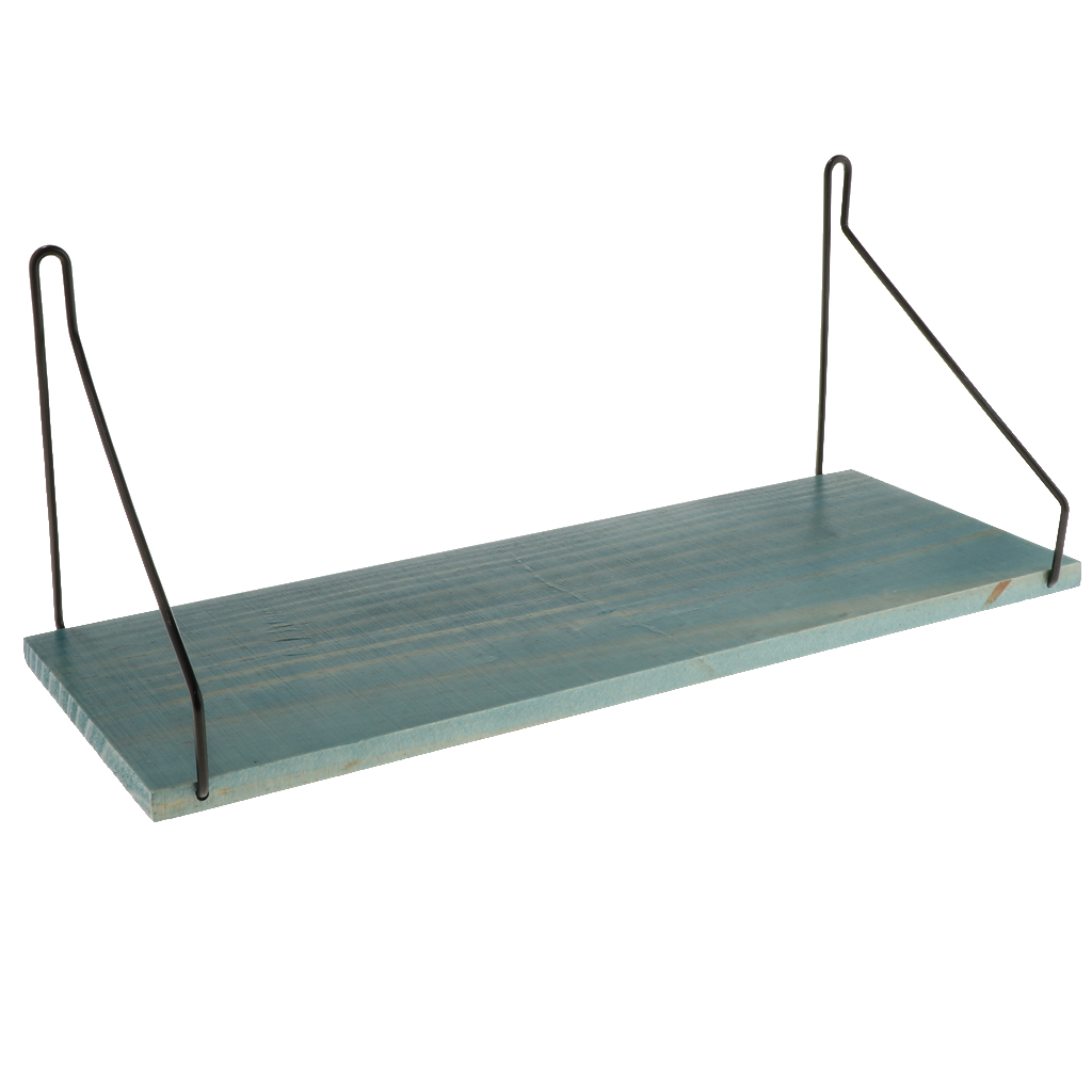 Prateleiras flutuantes para parede, prateleira rústica para armazenamento de metal, decoração da casa, azul/branco