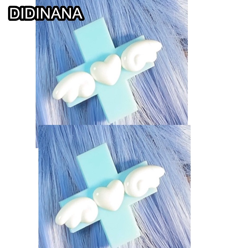 women Multicolor pills angel wings y2k subculture Spice Girl cool edge headwear hairpin ornaments Lolita Harajuku punk hair clip: black