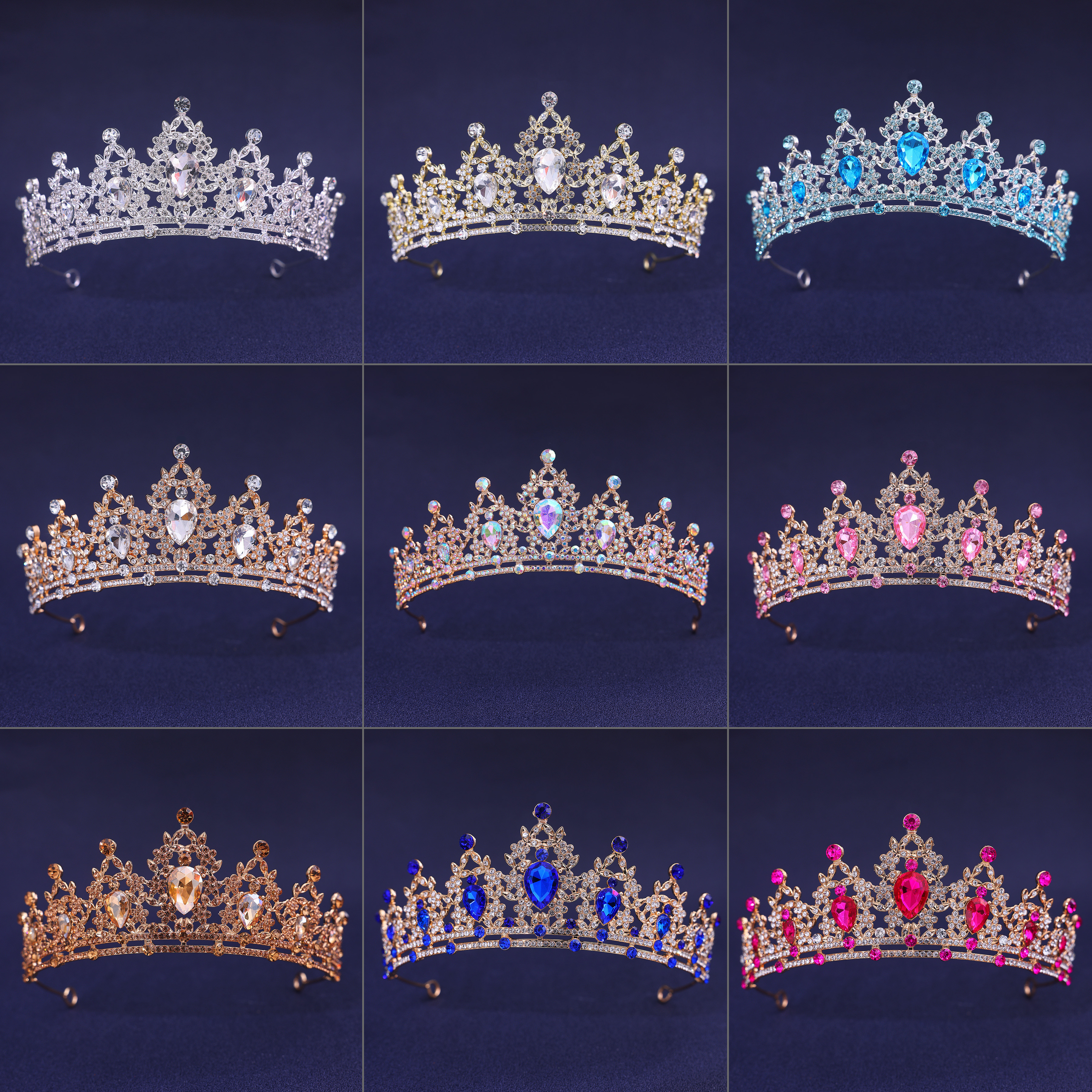 Accessoires pour cheveux de mariage, couvre-chef, bijoux de tête, diadème de cheveux de mariage, couronne de diadème de mariée en cristal, couleur argent, diadème en voile