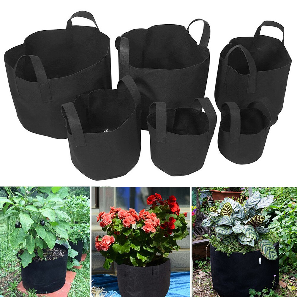 Bolsa negra para cultivo de plantas, 1/3/5/7/10 galones, aireación de flores vegetales, maceta, contenedor para plantar flores, D30