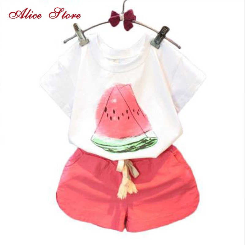 Alice Meisjes Kleding Sets Zomer Casual Stijl Watermeloen Print Korte Mouwen + Broek 2 Stuks voor Kinderen kleding