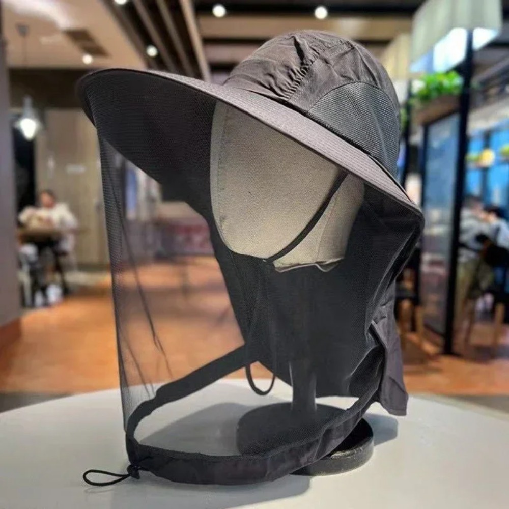 Chapeau de Pêche avec Filet Anti-Moustiques - Chapeau Soleil Pliable pour Randonnée Extérieure - Protection Insectes Unisexe
