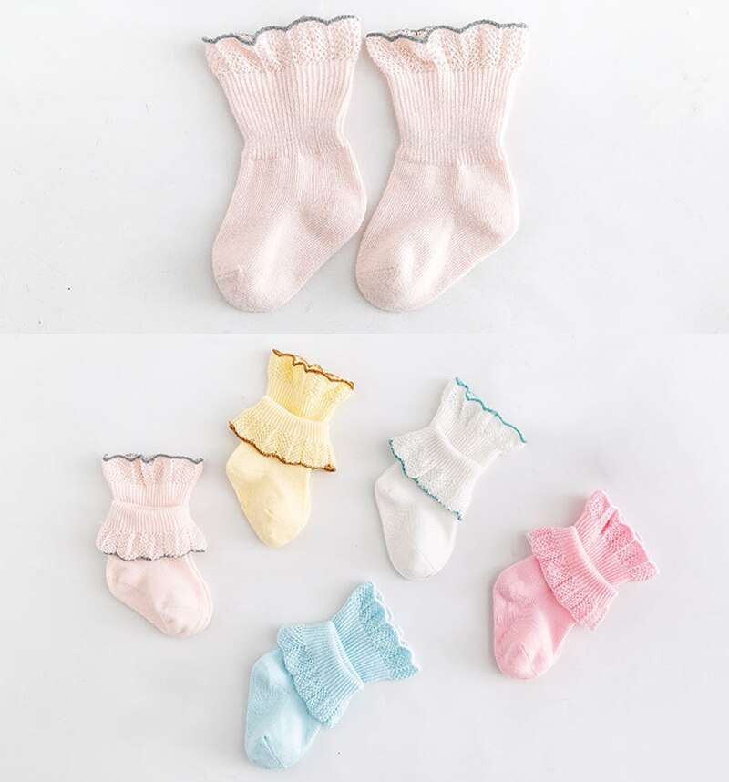 5 Paar/partij Mode Meisjes Baby Sokken Effen Kleur Baby Voet Sokken