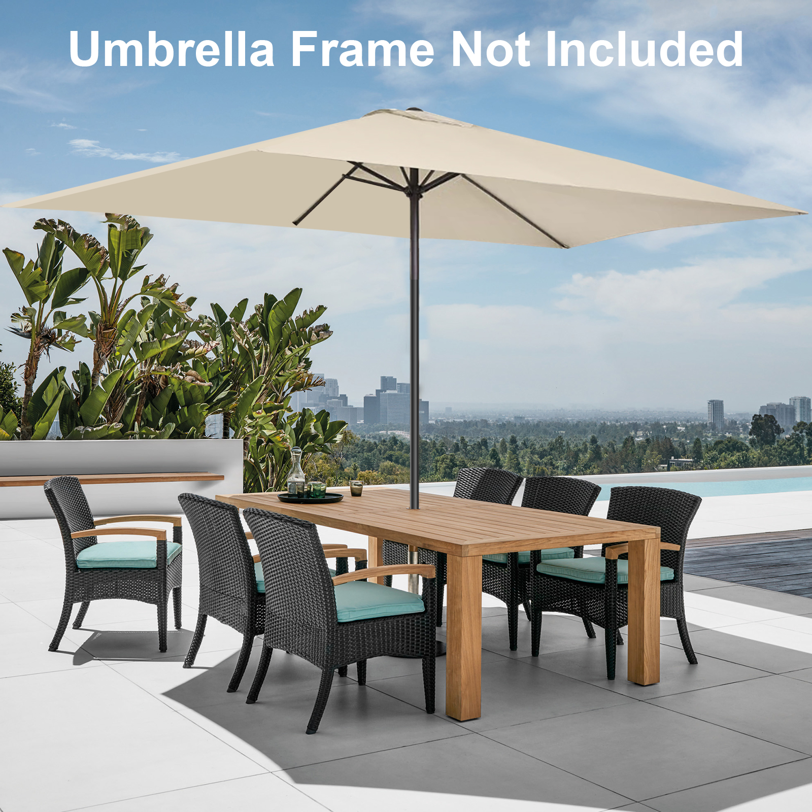 Vervangende luifel luifels polyester doek 2x3M UV-beschermd en ademend buitentuin regendicht vierkante terrasparaplu