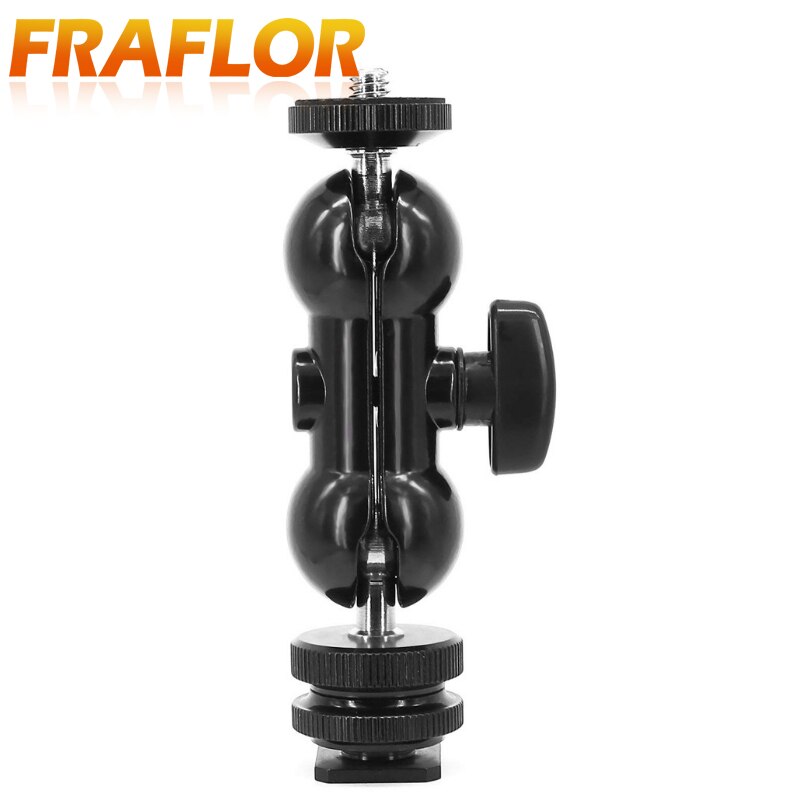 Multi-função dupla ballhead montagem com sapata 1/4 câmera parafuso tripé braço mágico mini bola cabeça equipamento universal suporte