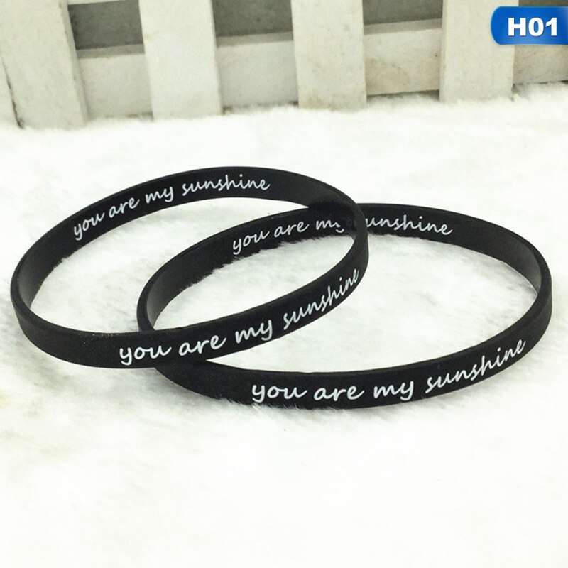 1Pc Silicone Bracelet You Are My Sunshine Silicone Bracelet Men Women Ubber Wristband Outdoor Sports Bangle Strap