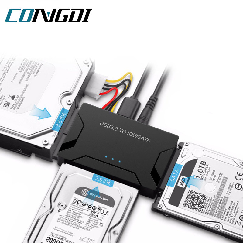 USB 3.0 zu SATA IDE Festplattenadapter Konverterkabel für 3,5 2,5 Zoll HDD/SSD CD DVD Rom CD-RW 3 in 1 IDE SATA Adapter