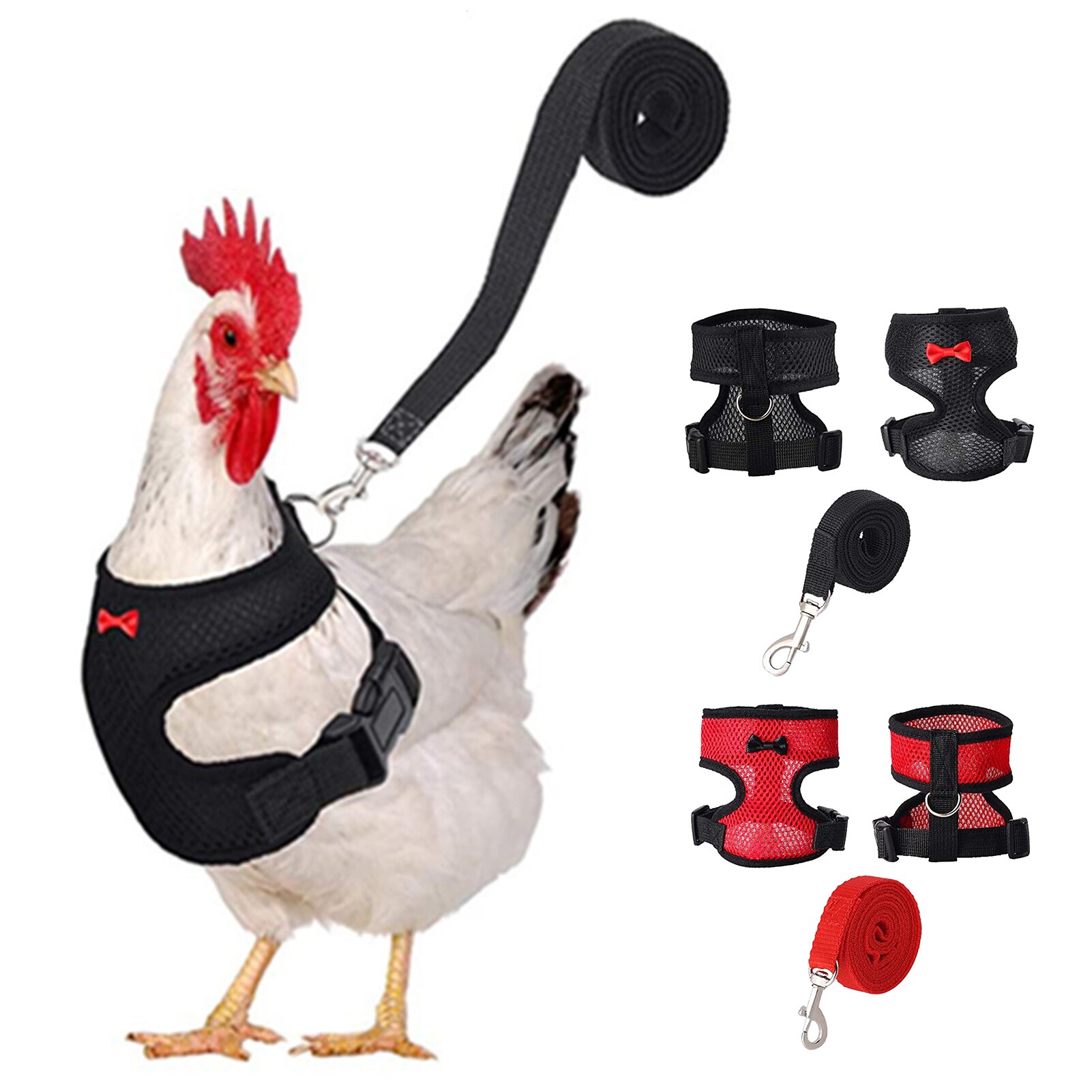Harnais de poulet réglable, taille de poule avec laisse assortie, gilet élastique et confortable, respirant pour poulet canard chien chat