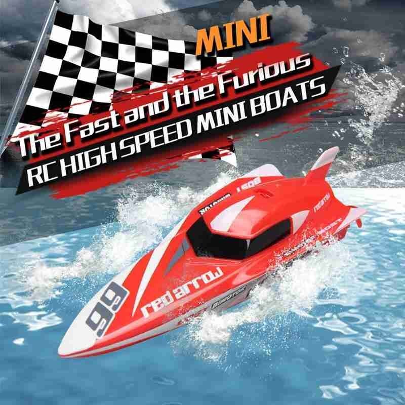 High Speed Remote Control Boat 2.4G 4 Channel Simulation Model Boat Red Yellow 2.4v 80mah Lithium Battery Speedboat Water Toys