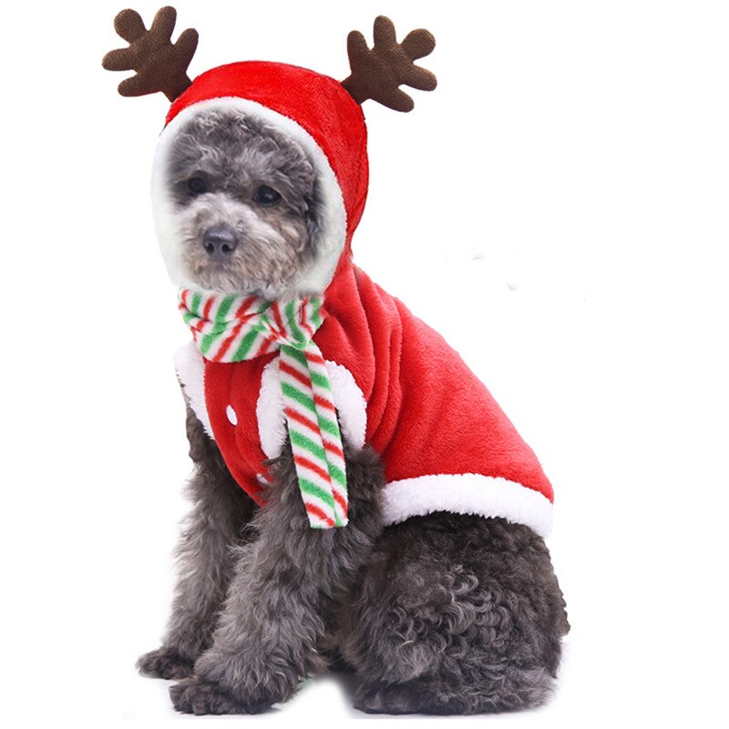 Coral Fleece Christmas Teacup Puppy Clothes Soft Pet Christmas Clothes for Dog Hoodies Sweater for Dogs Cute Pitbull Dog Clothes