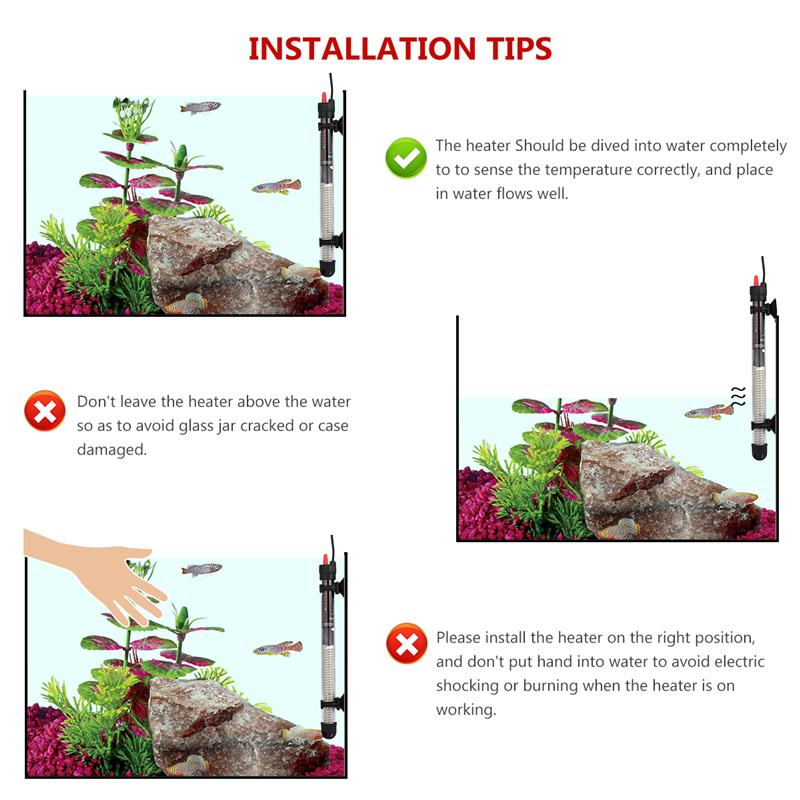 Submersible Aquarium Heater 300W EU Plug 220V Aquarium Heater Fish Tank Heater Aquarium Heating Rod For Fish Tank Pond Aquarium