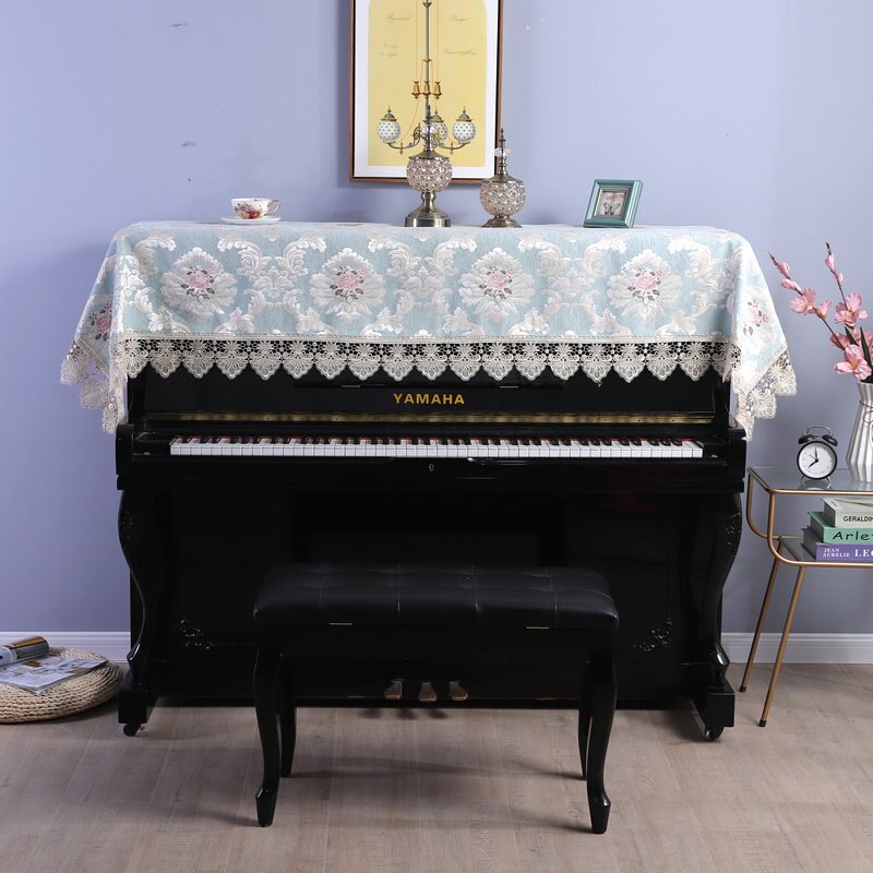 Europa stof klaverbetræk broderet blonder duge 90*220cm simpelt moderne klaver universalbetræk håndklæde klaver  hm1158: Hm1158- blå