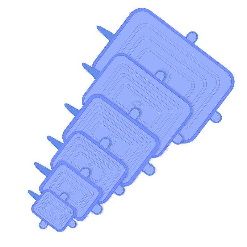 6/12 PCS Silikon Abdeckungen Anpassungsfähig Silikon Deckel Silikon Kappen für Lebensmittel Universal Gericht Stretch Deckel für Dosen Küche Zubehör: Blue Square / 12Pcs