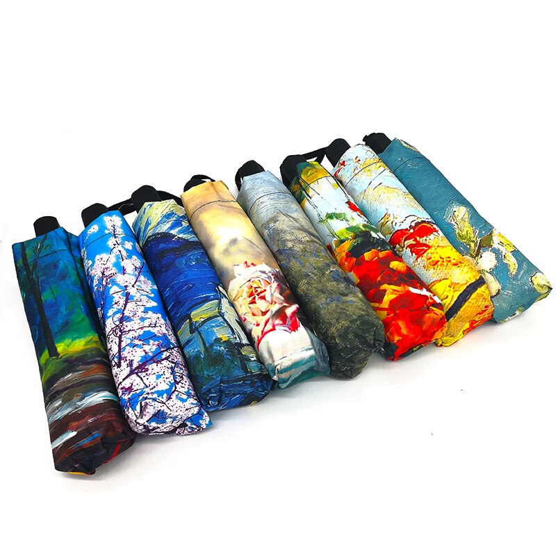 LISM-paraguas plegable para mujer, sombrilla con pintura de Van Gogh, arte chino Sakura, a prueba de viento, Anti-UV, YHS03