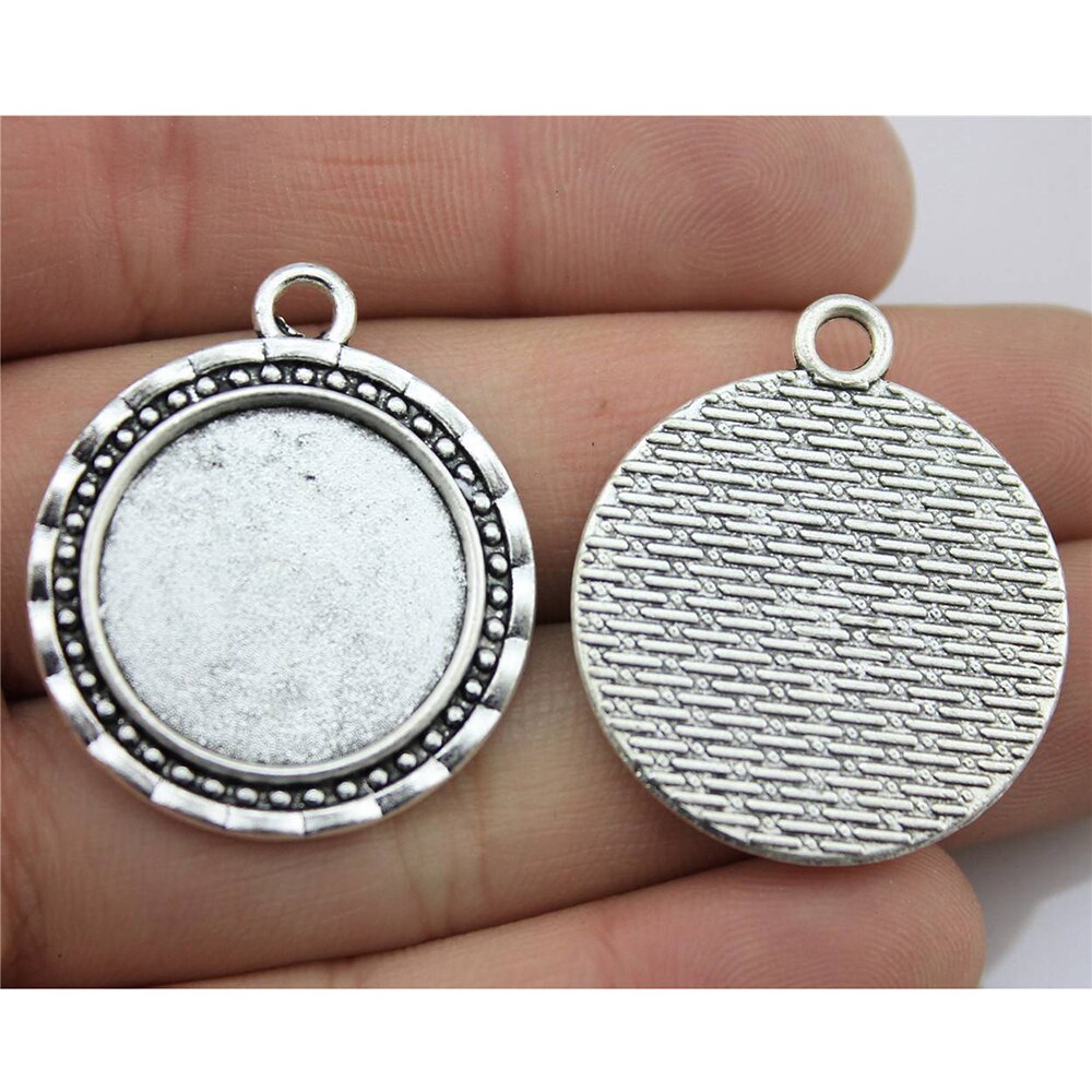 10 Stück / Los Passend für 20 mm rundes Glas Cabochon Base Setting Anhängerablage für Schmuck DIY Herstellung antiker silberner Farbe FM4024: F4271
