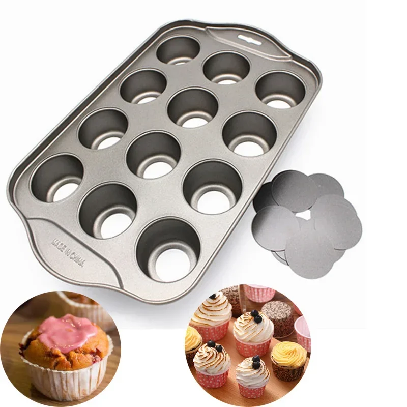 12 Cups Rvs Cakevorm Verwijderbare Muffin Cupcake Bakken Pan Cupcake Bakvorm Gebak Tray Bakvormen Bakken Tools