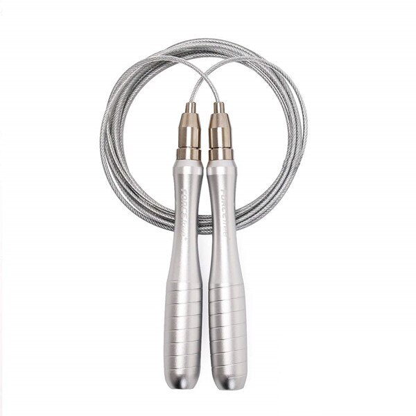 Forcefree+ Fitness Speed Jump Rope Self-Locking Adjustable Metal Skipping Ropes for Crossfit Workout Jumping Training: Silver