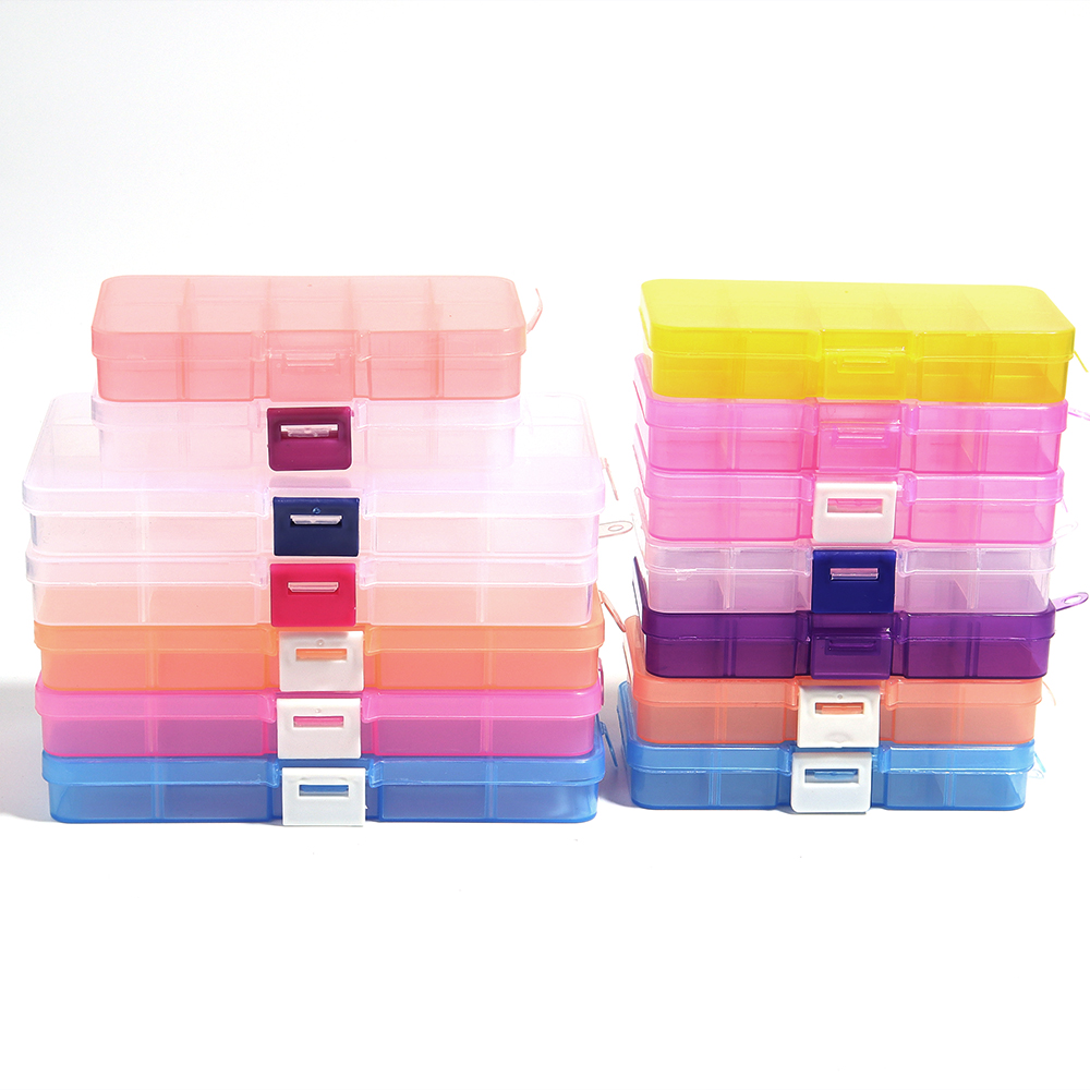 10/15 Grids Plastic Jewelry Box Storage Case Craft Jewelry Beads Earrings Compartment Adjustable Display Organizer Container