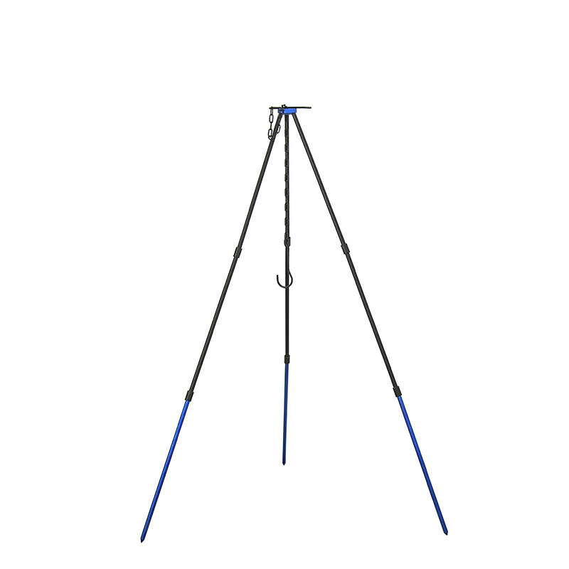ShineTrip Camping Picnic Cooking Tripod Hanging Pot Outdoor Durable Portable Campfire Picnic Pot Fire Grill Hanging Tripod: Blue