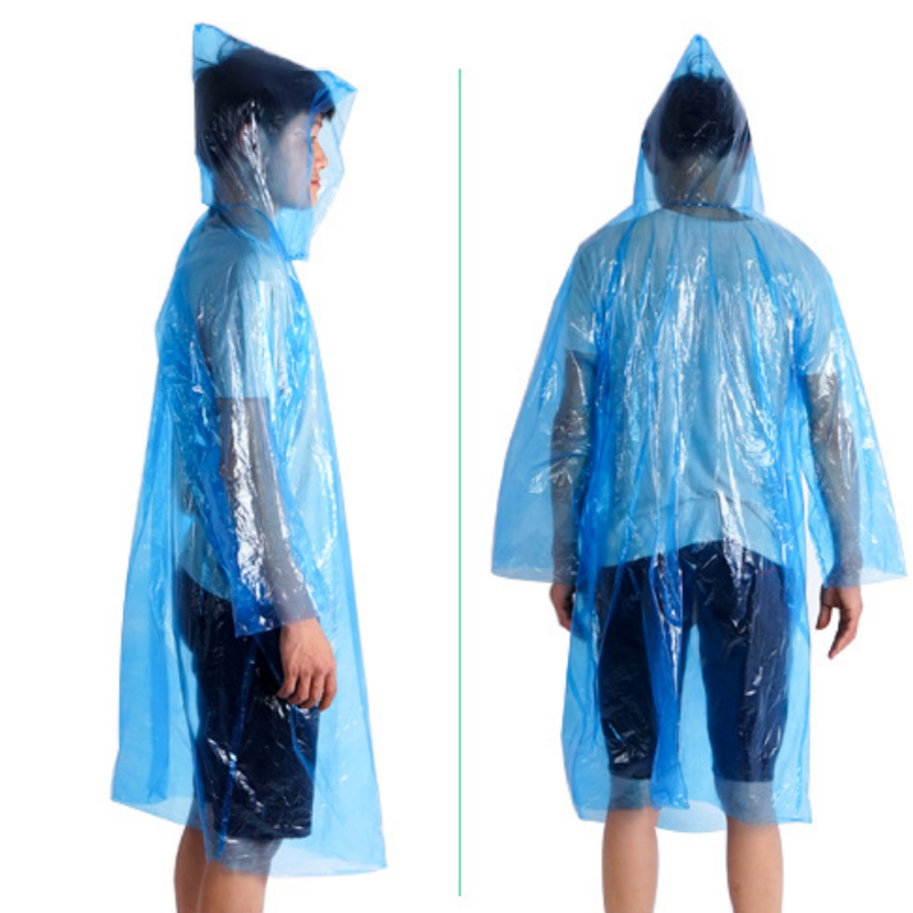 1pc unisex engangs vandtæt regnfrakke nødtæt vandtæt hætteklædt regnfrakke regnfrakke med opbevaringspose rejse campingdragt