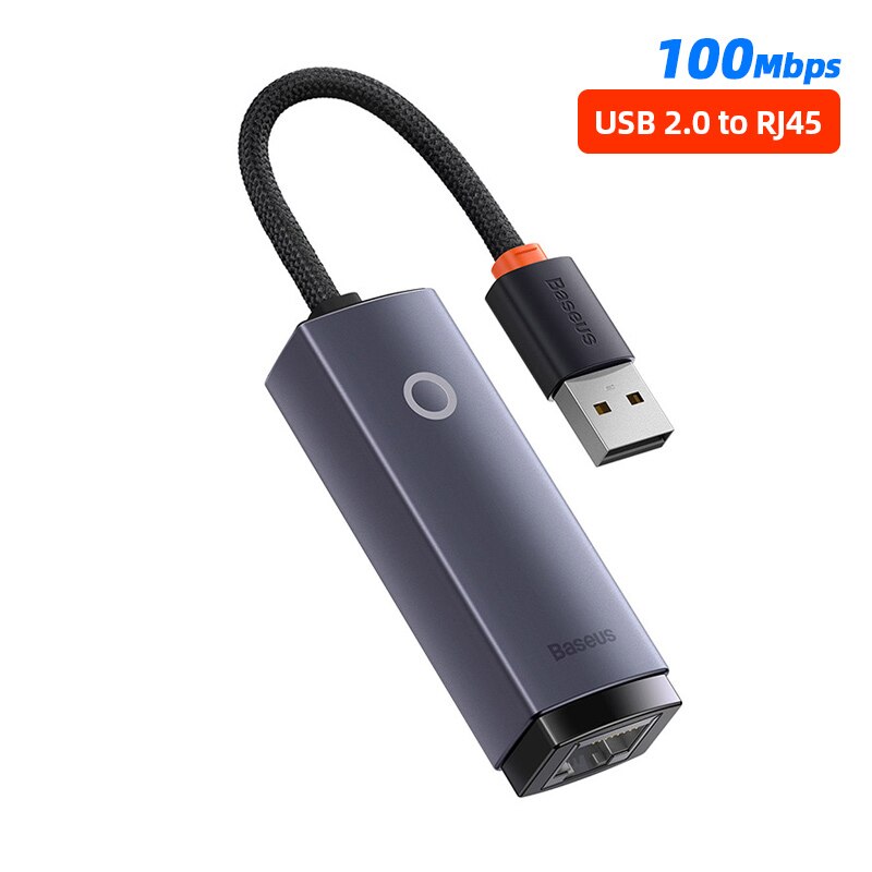 Baseus-Adaptador USB tipo C RJ45, tarjeta de red Gigabit para ordenador portátil, PC, Switch, 1000Mbps/100Mbps, a puerto Ethernet Lan, Mi Box s: USB 2.0 100Mbps