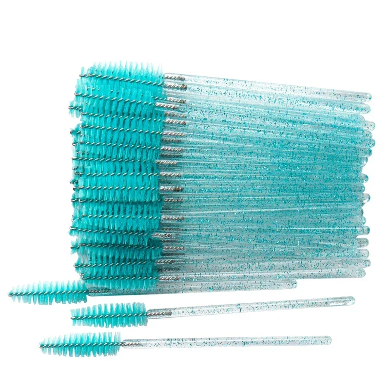 50 Stuks Wegwerp Wimperborstels Crystal Eye Lash Mascara Wands Glitter Lash Kam Spooies Micro Make-Up Applicators