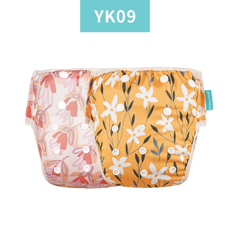 Happy Flute – couche-culotte ajustable en tissu réutilisable pour bébé, 2 pièces, housse lavable, pour l'été, pantalon de piscine: YK09