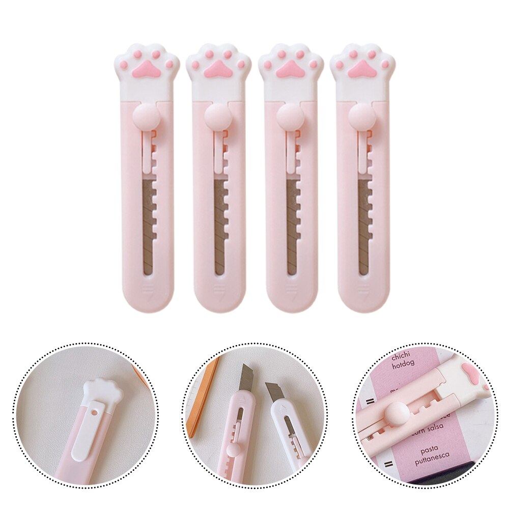4Pcs Multi-function Box Cutters Adorable Craft Cutters Portable Paper Cutters Craft Supply: Pink
