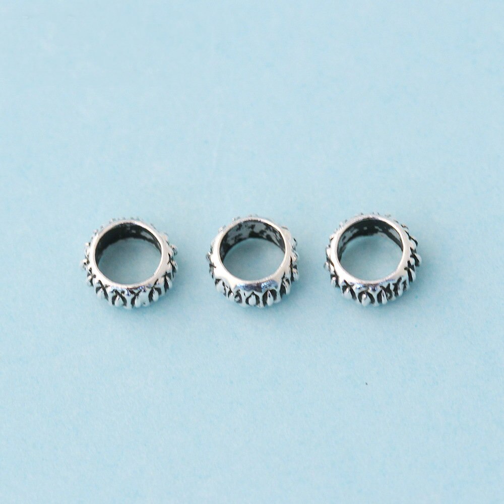 3*6.2mm 925 argent Sterling rétro entretoise perles perles en vrac pour bracelet à bricoler soi-même collier fabrication de bijoux trouver