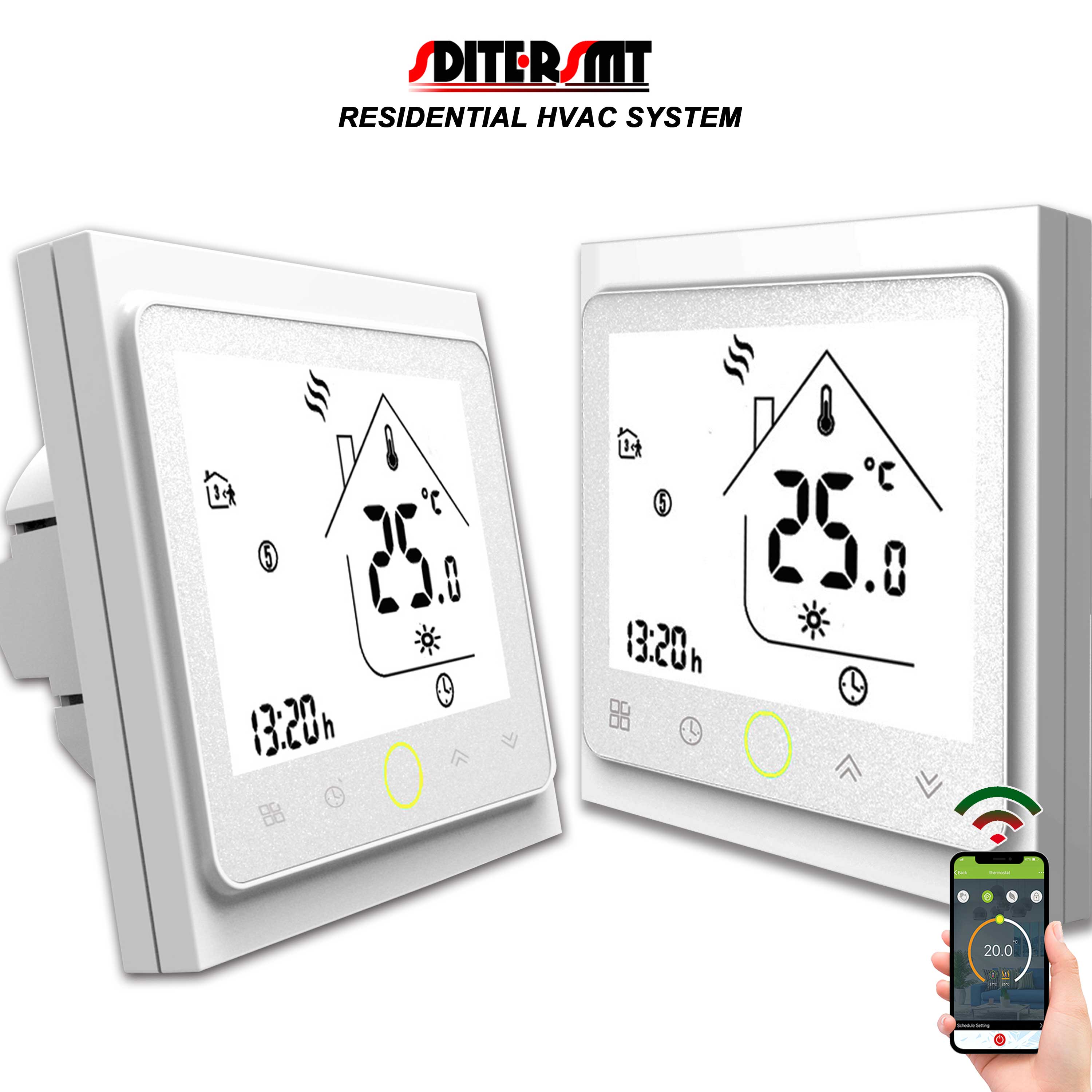 Residential HVAC System WIFI Smart Thermostat Temperature Controller for Water Heater NC/NO Switch By RS485&MODBUS Optional