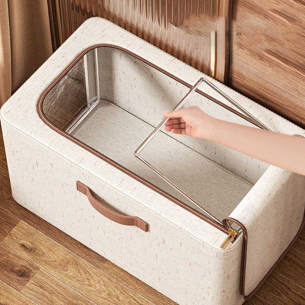 Visible Window Clothes Storage Bins with Durable Handle Foldable Wardrobe Sorting Storage Bucket Clothes Organizer