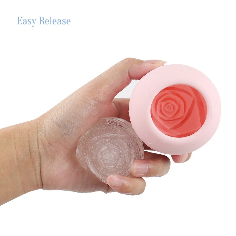 Ice Cube Form Silicone Rose Shape Icecream Mold 3D Big Freezer Ice Cream Ball Maker Reusable Whiskey Cocktail Mould Bar Tools