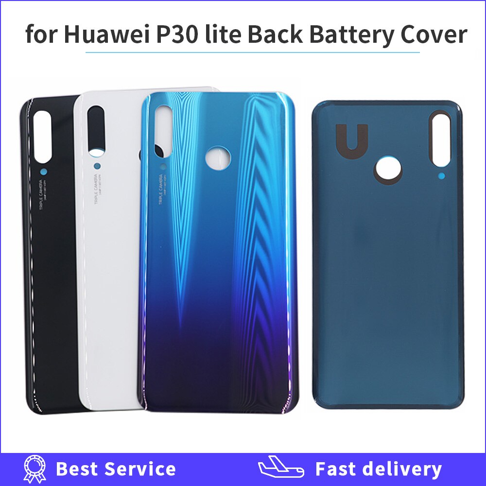 P30 Lite Batterij Cover Voor Huawei P30 Lite Back Glass Rear Deur Panel Behuizing Case met Sticker Reparatie terug behuizing