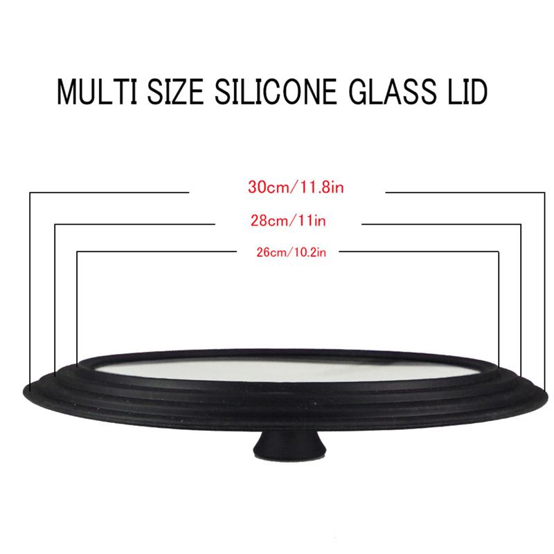Universal låg til gryder pander hærdet glas med varmebestandig silikone kant grydelåg passer til 26cm 28cm 30cm køkkengrej