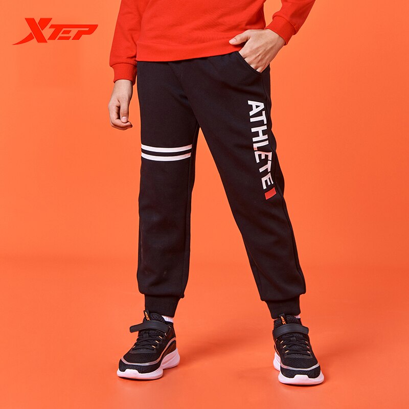 Xtep kinderbroek herfst jongens casual plus fleece broek comfortabele warme sportbroek 680325639013