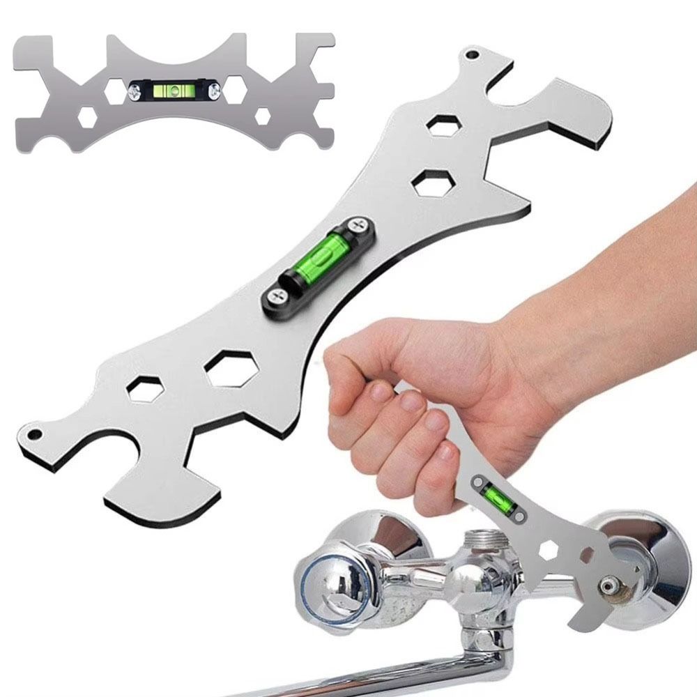 Multifunctional Faucet Installation Wrench Thickened with Level Gauge Bend Angle Leveling Wrench Durable