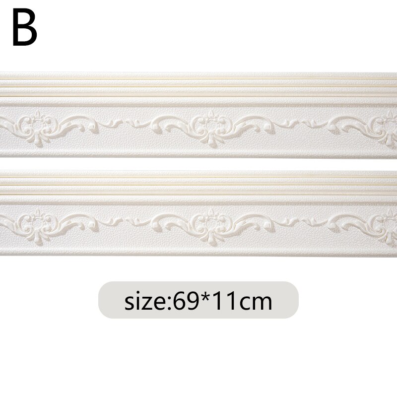Self-Adhesive Foam 3D Foam Wall Stickers Door Frame Edge Strip Edge Band Wall Skirt Decoration Waist Line Wallpaper Skirting: B